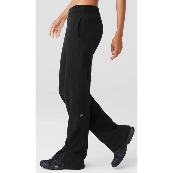 ALO Yoga Pants - Alo Yoga High Waisted Straight Leg Black Free Time Sweatpants Size XS/S
